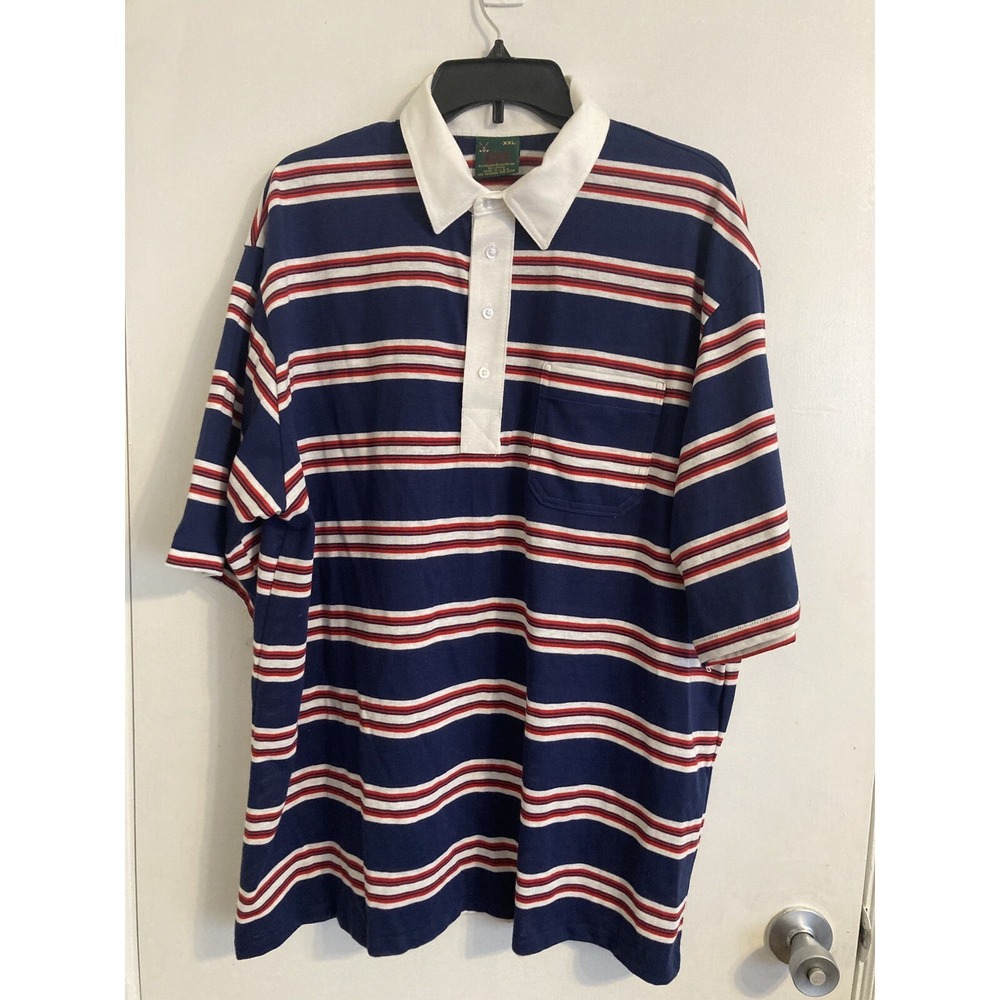 Chip Beck Men's Polo Shirt Blue XXL Golf Polo Stripe Vintage USA #612